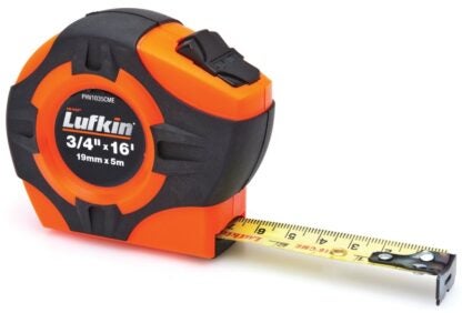 Crescent Lufkin P1000 Series PHV1035CMEN Tape Measure, 16 ft L Blade, 3/4 in W Blade, Steel Blade, Rubber Case