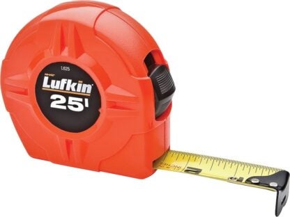 Crescent Lufkin L600N Series L625N Power Return Tape Measure, 25 ft L Blade, 1 in W Blade, Steel Blade, Plastic Case