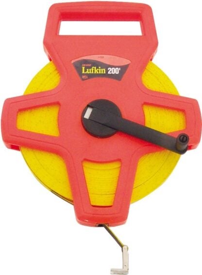 Crescent Lufkin FE200/1708 Tape Measure, 200 ft L Blade, 1/2 in W Blade, Fiberglass Blade, ABS Case, Orange Case