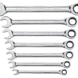 GearWrench 9417 Wrench Set, 7-Piece, Steel, Polished Chrome, Specifications: Metric Measurement