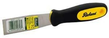 Richard RUB-1-1/4S Stiff and Chisel Putty Knife, 1-1/4 in W Blade, HCS Blade, Santoprene Handle, Ergonomic Handle