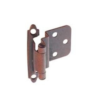 Richelieu BP138M41 Hinge, 3/8 in Overlay, Self-Closing Close, Antique Copper