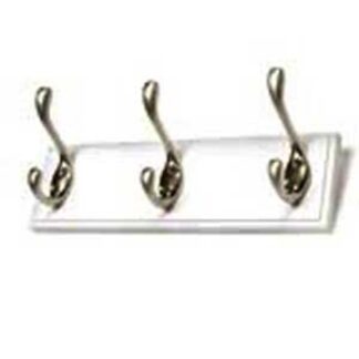 Richelieu T36709184 Utility Hook Rack, 2-7/8 in L, 10 in W, Metal/Wood, White