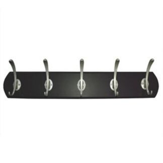 Richelieu T38551184 Hook Rack, 3-3/32 in L, 21-1/2 in W, Metal/Wood, Espresso