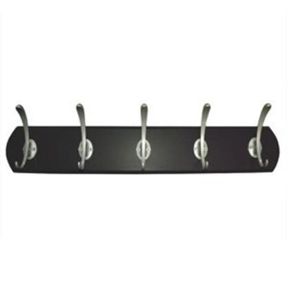 Richelieu T38551184 Hook Rack, 3-3/32 in L, 21-1/2 in W, Metal/Wood, Espresso