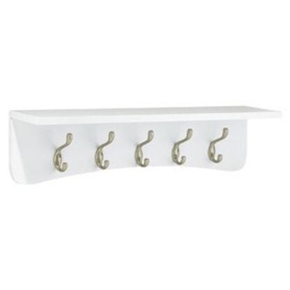 Richelieu T37321184 Utility Hook Rack, 5-11/32 in L, 23-5/8 in W, Metal/Wood, White