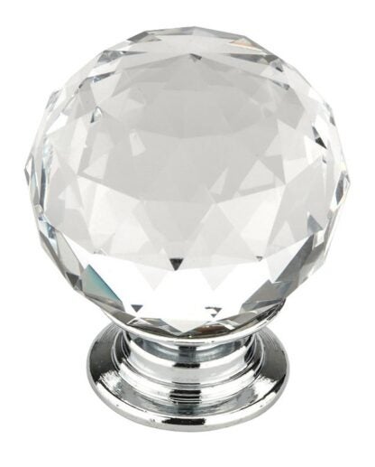 Richelieu BP87373014011 Cabinet Knob, 1-17/32 in Projection, Crystal/Metal, Chrome-Plated