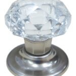 Richelieu BP100903219511 Cabinet Knob, 1-27/32 in Projection, Crystal/Glass/Metal, Brushed Nickel