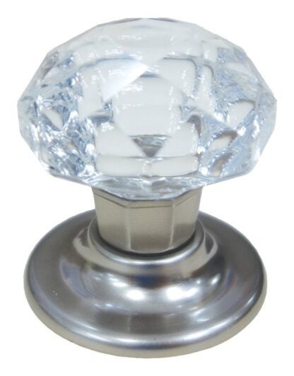 Richelieu BP100903219511 Cabinet Knob, 1-27/32 in Projection, Crystal/Glass/Metal, Brushed Nickel