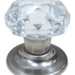 Richelieu BP100904519511 Cabinet Knob, 2-1/4 in Projection, Crystal/Glass/Metal, Brushed Nickel