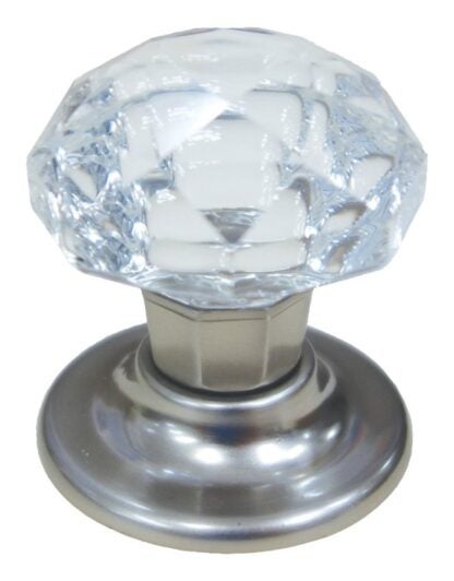 Richelieu BP100904519511 Cabinet Knob, 2-1/4 in Projection, Crystal/Glass/Metal, Brushed Nickel