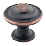 Richelieu DP757BORB Cabinet Knob, 1-3/32 in Projection, Metal, Brushed Oil-Rubbed Bronze