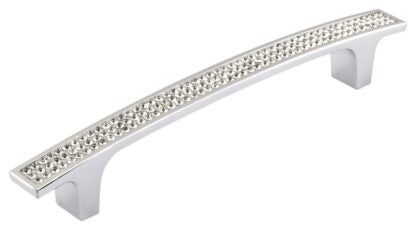 Richelieu BP123412814001 Cabinet Pull, 7-3/32 in L Handle, 9/16 in H Handle, 1-1/16 in Projection, Crystal/Glass/Metal