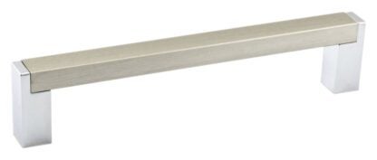 Richelieu BP801128140 Cabinet Pull, 5-9/16 in L Handle, 1-3/16 in Projection, Aluminum/Metal, Chrome/Brushed Nickel