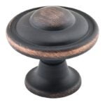 Richelieu BP757BORB Cabinet Knob, 1-3/32 in Projection, Metal, Brushed Oil-Rubbed Bronze