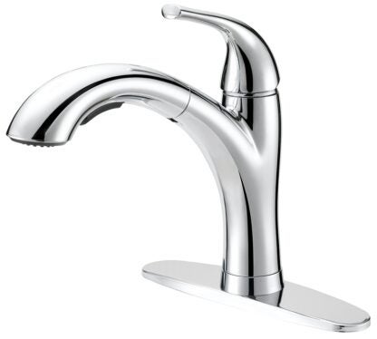 Boston Harbor TOBI21040009CP Pull-Out Kitchen Faucet, 1.8 gpm, 1-Faucet Handle, 1, 3-Faucet Hole, Metal/Plastic, Deck