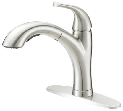 Boston Harbor TOBI21040010NP Pull Out Kitchen Faucet, 1.8 gpm, 1-Faucet Handle, 1, 3-Faucet Hole, Metal/Plastic, Deck