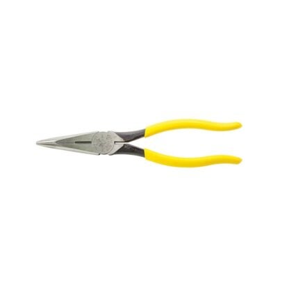 KLEIN TOOLS D203-8 Nose Plier, 8-7/16 in OAL, 1-1/4 in Jaw Opening, Yellow Handle, Dipped Handle, 1 in W Jaw