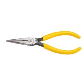 KLEIN TOOLS D203-6 Nose Plier, 6-5/8 in OAL, 2 in Jaw Opening, Yellow Handle, Dipped Handle, 11/16 in W Jaw