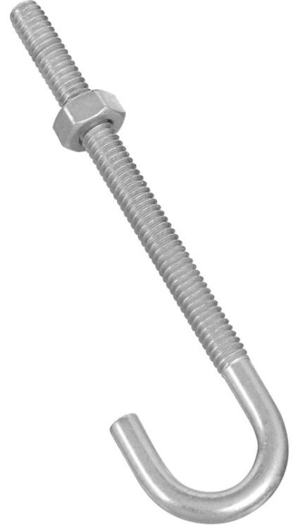 National Hardware N232-892 J-Bolt, 1/4 in Thread, 3 in L Thread, 4 in L, 100 lb Working Load, Steel, Zinc Sells in Quantity of 10