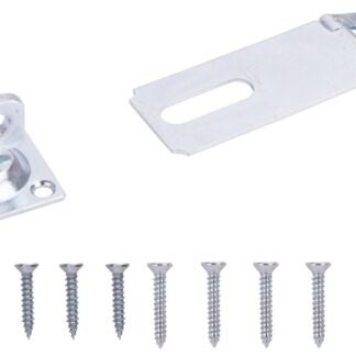 ProSource LR-125-BC3L-PS Safety Hasp, 3-1/2 in L, 3-1/2 in W, Steel, Zinc, 3/8 in Dia Shackle, Swivel Staple