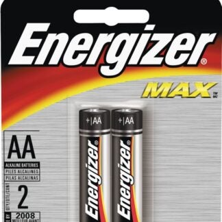 Energizer E91 E91BP-2 Battery, 1.5 V Battery, 2850 mAh, AA Battery, Alkaline, Manganese Dioxide, Zinc, Silver