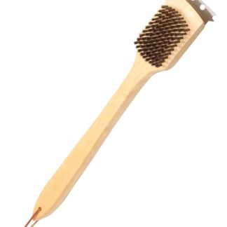 Omaha SP2483L Grill Brush, 3-1/4 in L Brush, 2 in W Brush, Stainless Steel Bristle, Wood Handle, Curved Handle, 18 L