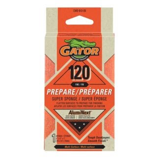 Gator 734201220 Sanding Sponge, 5 in L, 3 in W, 120 Grit, Aluminum Oxide Abrasive