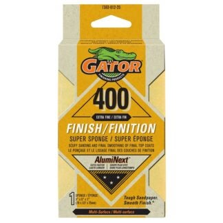 Gator 736301220 Sanding Sponge, 5 in L, 3 in W, 400 Grit, Aluminum Oxide Abrasive