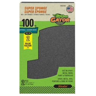 Gator 7353012 Premium Drywall Sanding Sponge, 5 in L, 3 in W, 100 Grit, Fine, Silicon Carbide Abrasive