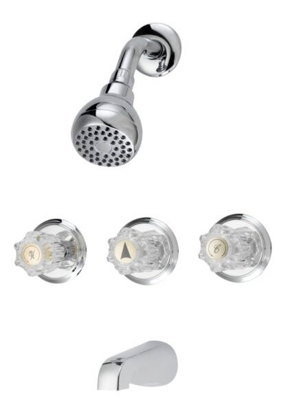 Boston Harbor GU-F3010506CP Tub/Shower, Fixed Mount Showerhead, 1.75 gpm Showerhead, 1 Spray Settings, 3-Handle