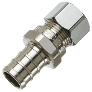 Dahl 510-PX3-31-BAG Pipe Adapter, 1/2 x 3/8 in, CrimPEX x Compression, Brass, Polished Chrome, 250 psi Pressure