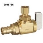 Dahl mini-ball 621-PX3-30-BAG Angle Supply Stop Valve, 1/2 x 1/4 in Connection, PEX Crimpex x Compression, Brass Body