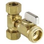 Dahl mini-ball E33-2238 Tee Valve Kit, 5/8 in Connection, Compression x Compression x Male Hose, Brass Body