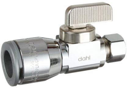 DAHL 511-QG3-31 Supply Stop Valve, 1/2 x 3/8 in Connection, Compression, 125 psi Pressure, Manual Actuator, Brass Body