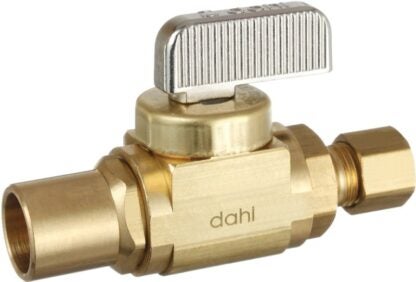 DAHL mini-ball 521-23-30-BAG In-Line Stop and Isolation Valve, 1/2 x 1/4 in Connection, Male Solder x Compression