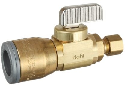 Dahl mini-ball 521-QG3-30 Stop Valve, 1/2 x 1/4 in Connection, Compression, 250 psi Pressure, Manual Actuator