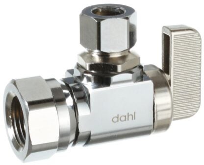 Dahl mini-ball 611-52-31 Angle Stop Valve, 3/8 x 3/8 in Connection, FIP x Comp, 250 psi Pressure, Brass Body