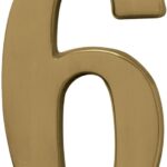 Hy-Ko Prestige Series BR-51PB/6 House Number, Character: 6, 5 in H Character, Brass Character, Solid Brass Sells in Quantity of 3