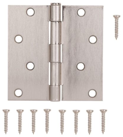 ProSource 20339SNX Square Corner Door Hinge, Steel, Satin Nickel, Loose Pin, 180 deg Range of Motion