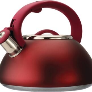 Primula Avalon Series PAVRE-6225 Whistling Tea Kettle, 2.5 qt Capacity, Stay-Cool Handle, Steel, Red