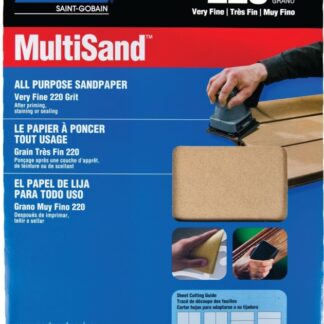 NORTON MultiSand 07660747710 Sanding Sheet, 11 in L, 9 in W, Very Fine, 220 Grit, Aluminum Oxide Abrasive