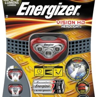 Energizer HDBIN32E Headlight, AAA Battery, Alkaline Battery, LED Lamp, 200 Lumens Lumens, 50 m Beam Distance, Red