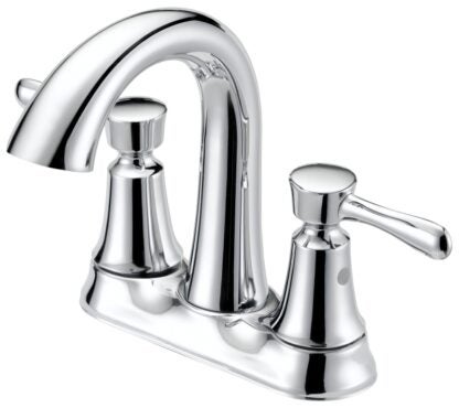 Boston Harbor F51B0035CP Lavatory Faucet, 1.2 gpm, 2-Faucet Handle, 3-Faucet Hole, Metal/Plastic, Chrome Plated