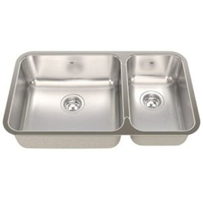 Kindred Steel Queen Series QCUA1831R-8 Kitchen Sink, 30-7/8 in OAW, 17-3/4 in OAH, Stainless Steel, Mirror/Satin