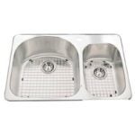 Kindred QDC2031R/8/1 Kitchen Sink, 1-Faucet Hole, 33 in OAW, 22 in OAH, Stainless Steel, Top, 2-Bowl