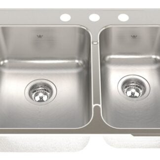 Kindred Steel Queen Series QCLA2027R/8/3 Kitchen Sink, 3-Faucet Hole, 27-1/4 in OAW, 20-91/16 in OAH, Stainless Steel