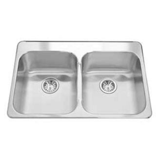 Kindred Steel Queen Series QDL2031/7/3 Kitchen Sink, 3-Faucet Hole, 31-1/4 in OAW, 20-1/2 in OAH, Stainless Steel, Top