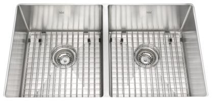 Kindred Designer Series KCUD33/9-10BG Kitchen Sink, 18 in OAW, 31 in OAH, Stainless Steel, Satin, 2-Bowl