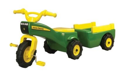 John Deere Toys 46088 Trike with Cart, 18 Months and Up, Plastic, Internal Light/Music: Internal Light and Music